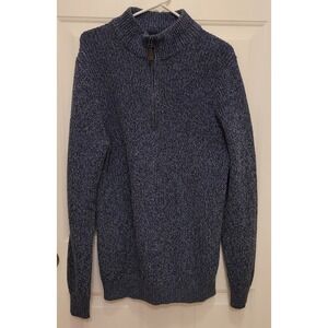NWT old navy blue and white heavy knit mens Large sweater 100% Cotton